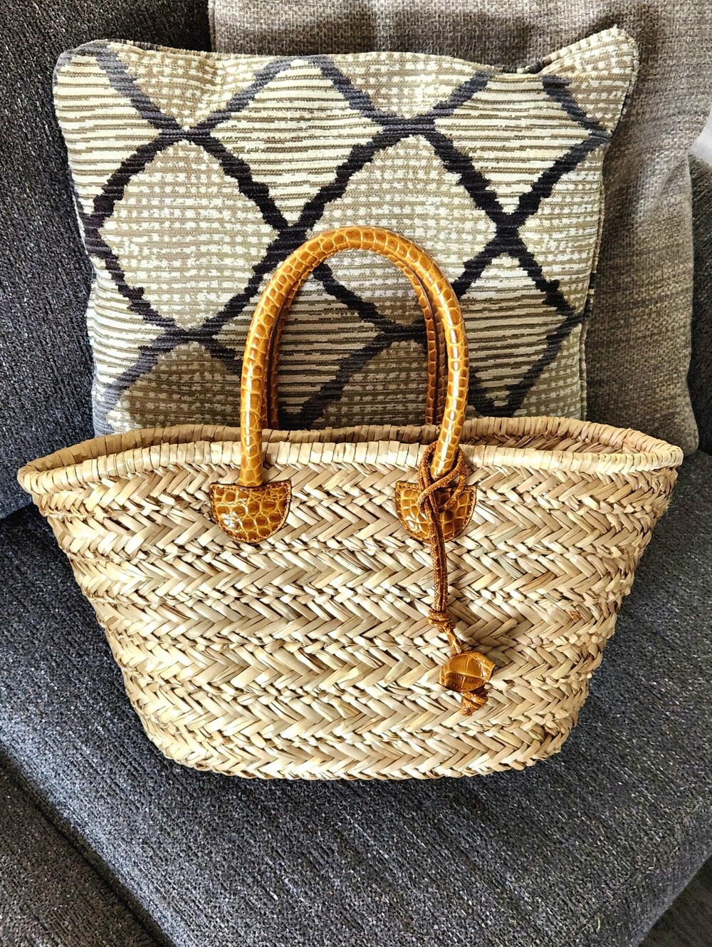 🌞Pamela Munson🌞 - Cognac Beach & Town Woven Seagrass Tote Bag